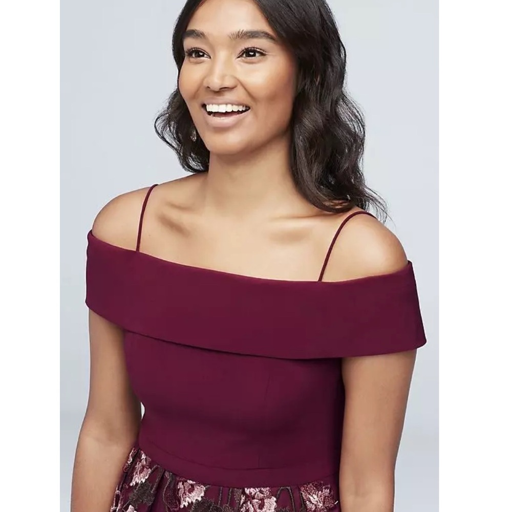 Morgan & Co. Juniors' Embroidered Cold-Shoulder Fit & Flare Dress Pockets Sz 20W - Picture 13 of 14